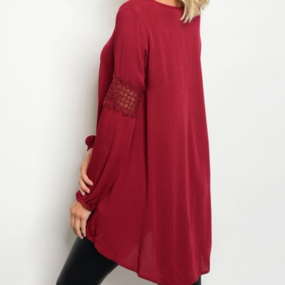 ((last 1)) Burgundy Boho Blouse - Picture 2 of 2